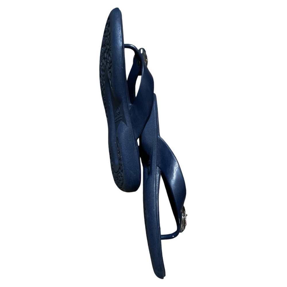 OkaB size large flip flops, navy with gold sand dollar, plastic beach ready - Picture 5 of 5